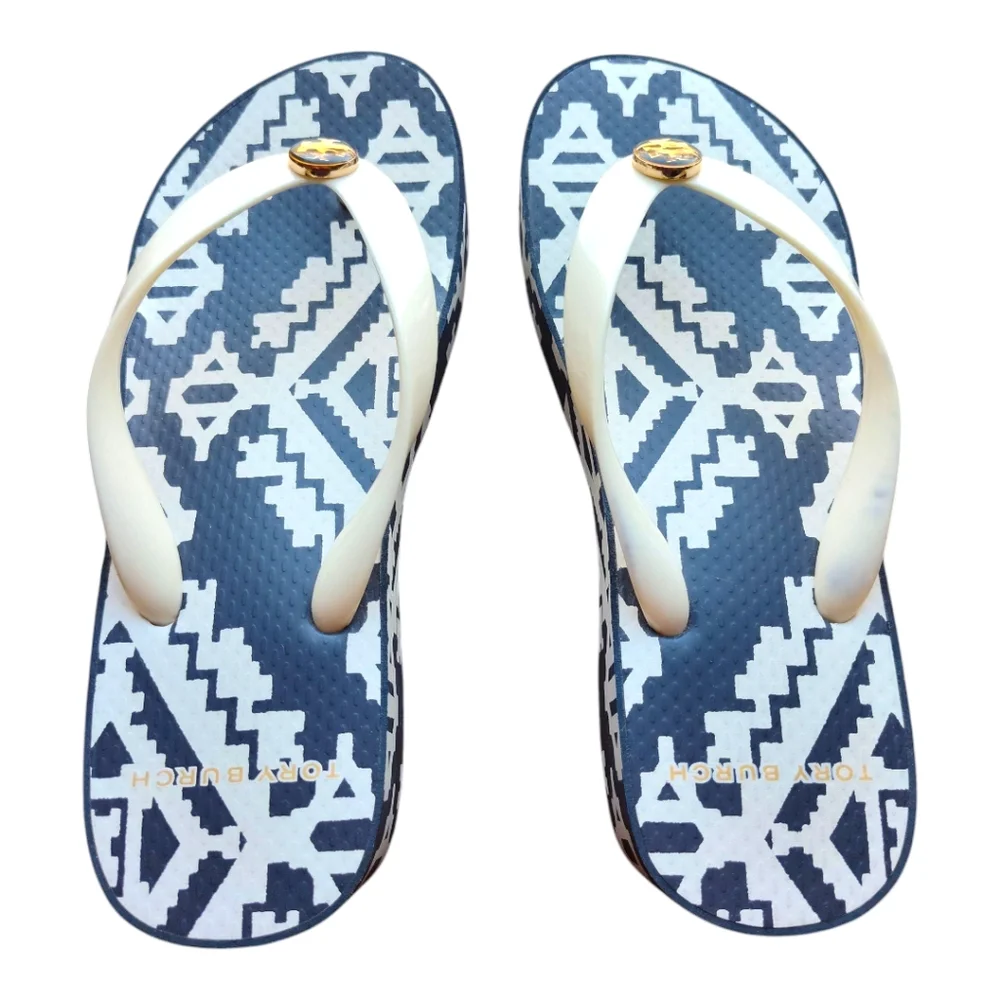 Tory Burch Womens Printed Platform Flip-flops